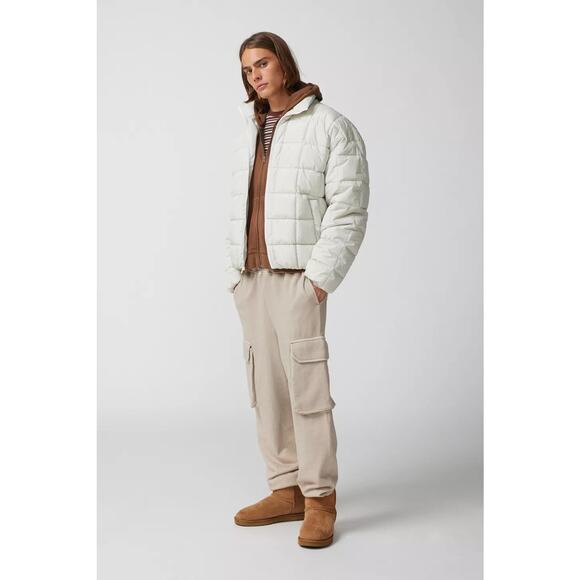 Urban Outfitters UO Quilted Puffer Jacket Men’s Unisex White Stripes Size Small - Picture 16 of 16